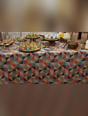 Geometric Multicolor Tablecloth - Bright Triangle Print